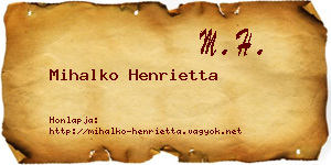 Mihalko Henrietta névjegykártya